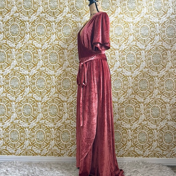 NWT Baltic Born Calvin Sparkle Velvet Wrap Maxi Dress in Dusty Clay size 3XL - Picture 9 of 12
